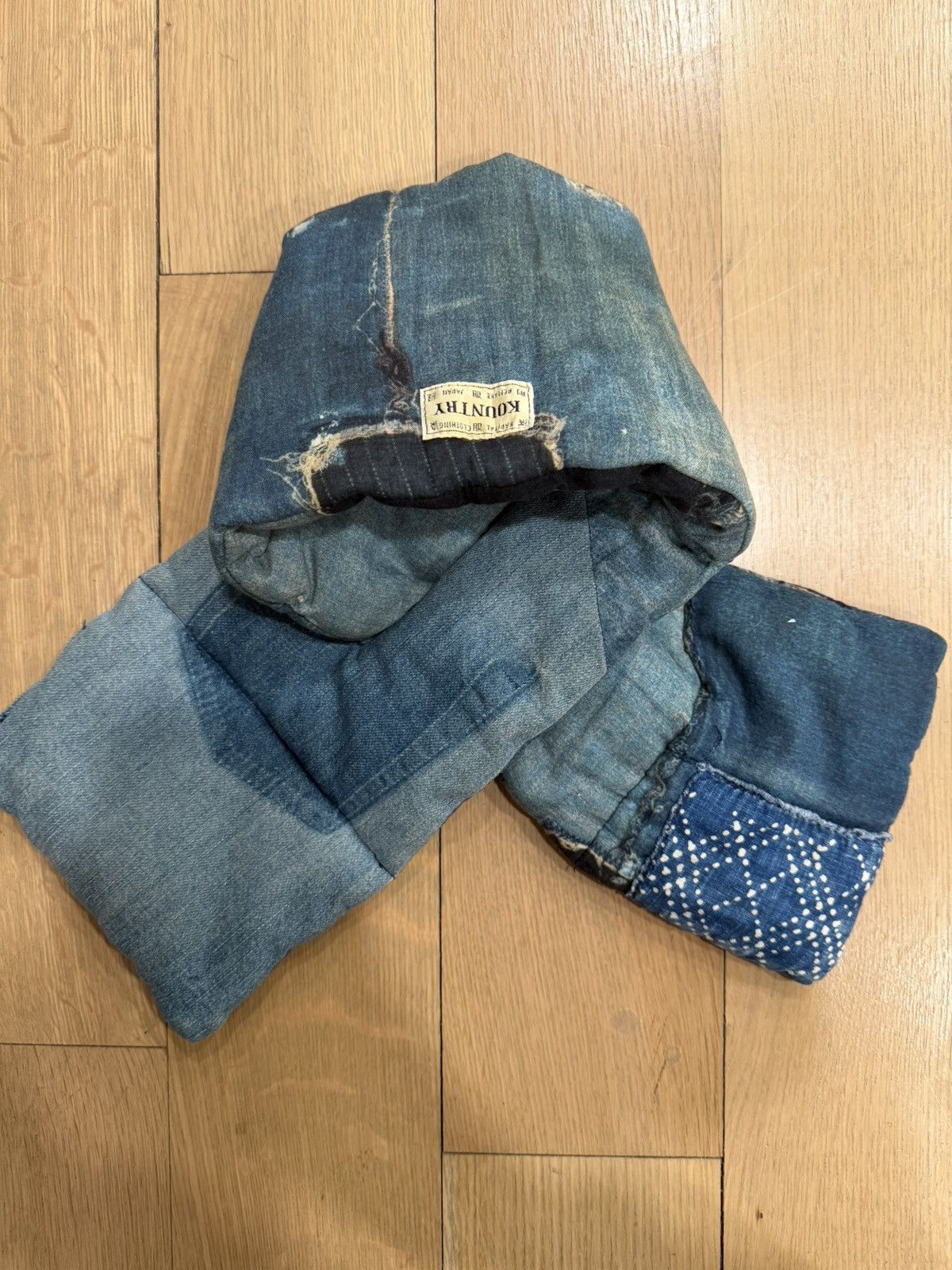 Archive Kapital Kountry Indigo Boro Patchwork Loop Scarf