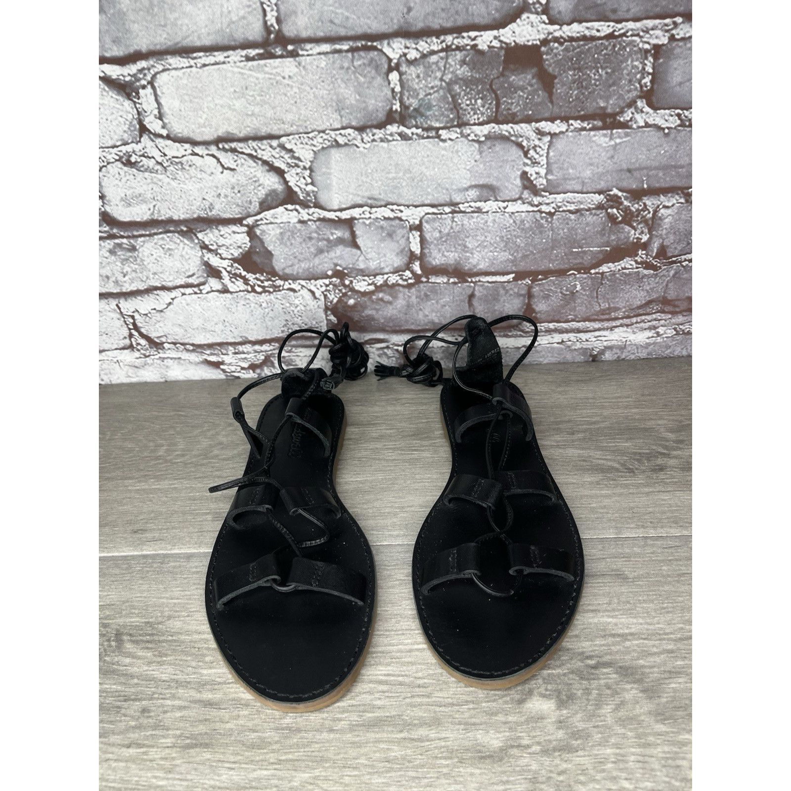Madewell Madewell Boardwalk Black Leather Gladiator Lace Up Sandals W Size US 8 / IT 38 - 11 Thumbnail