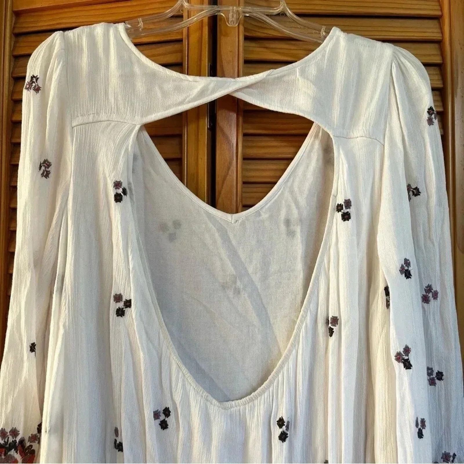 Free People Free People Ivory Oxford Embroidered Mini Dress Floral Sz S Size S / US 4 / IT 40 - 9 Thumbnail