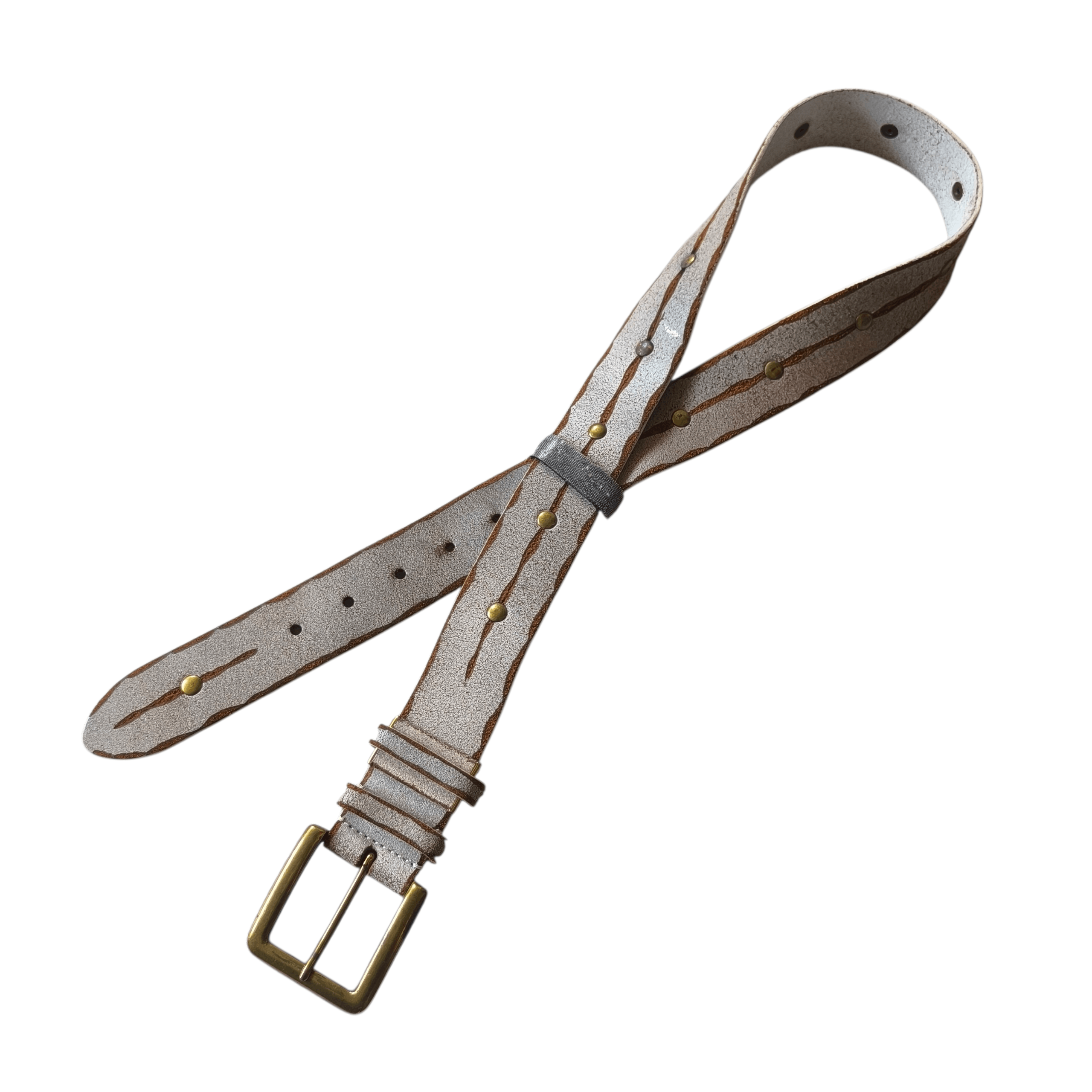Tornado Mart 💥 Solid brass stud punk style art soft leather belt Size ONE SIZE - 1 Thumbnail