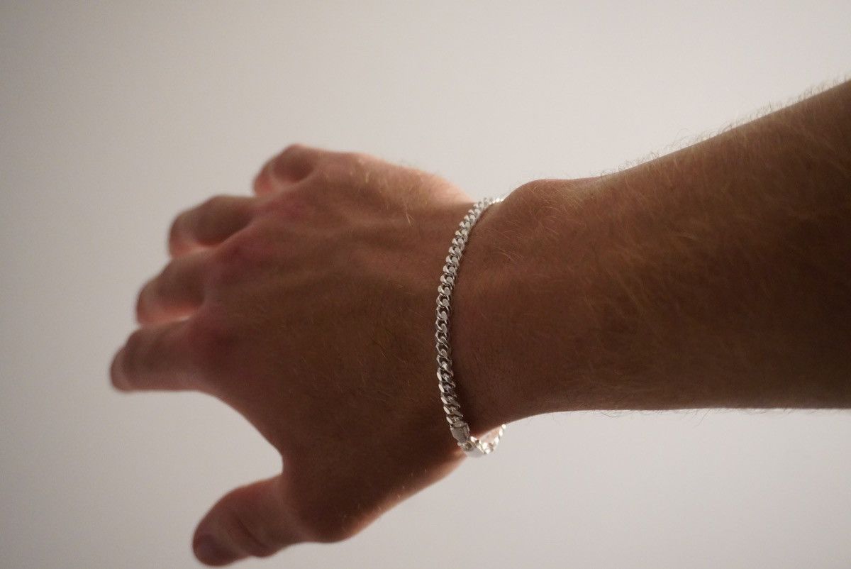 Jewelry Silver Bracelet Solid .925 Silver Miami Cuban Link 4mm 7in Size ONE SIZE - 3 Thumbnail