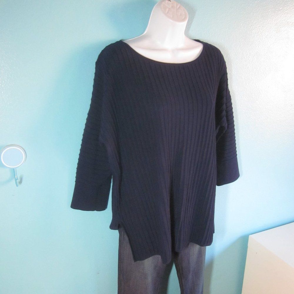 Eileen Fisher Kinross Navy Blue Cotton Sweater Womens Size Large Size L / US 10 / IT 46 - 8 Thumbnail