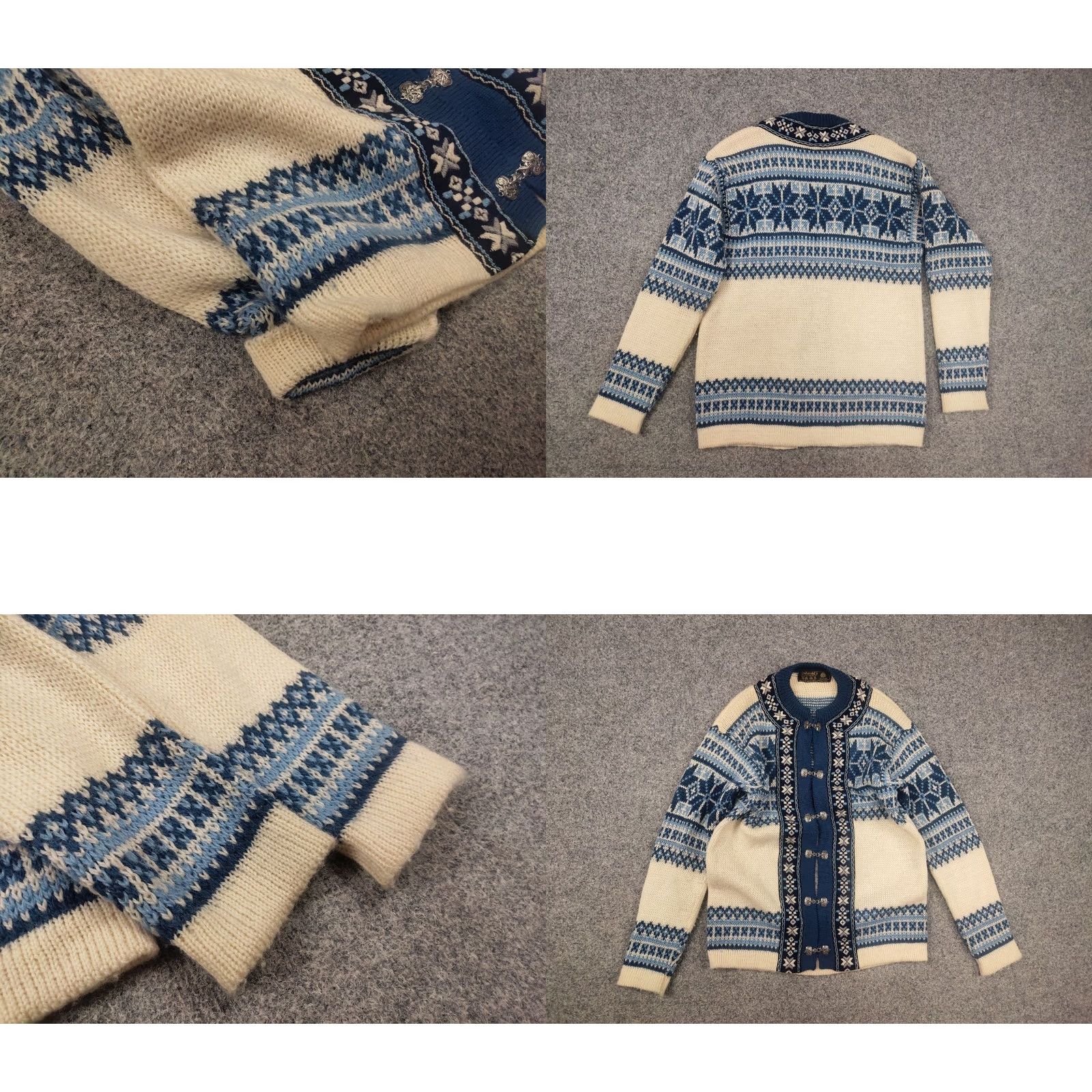 Native VINTAGE Nordstrikk Knit Wool Sweater Cardigan Unisex Norway Beige (80s, 90s) Size US M / EU 48-50 / 2 - 8 Thumbnail