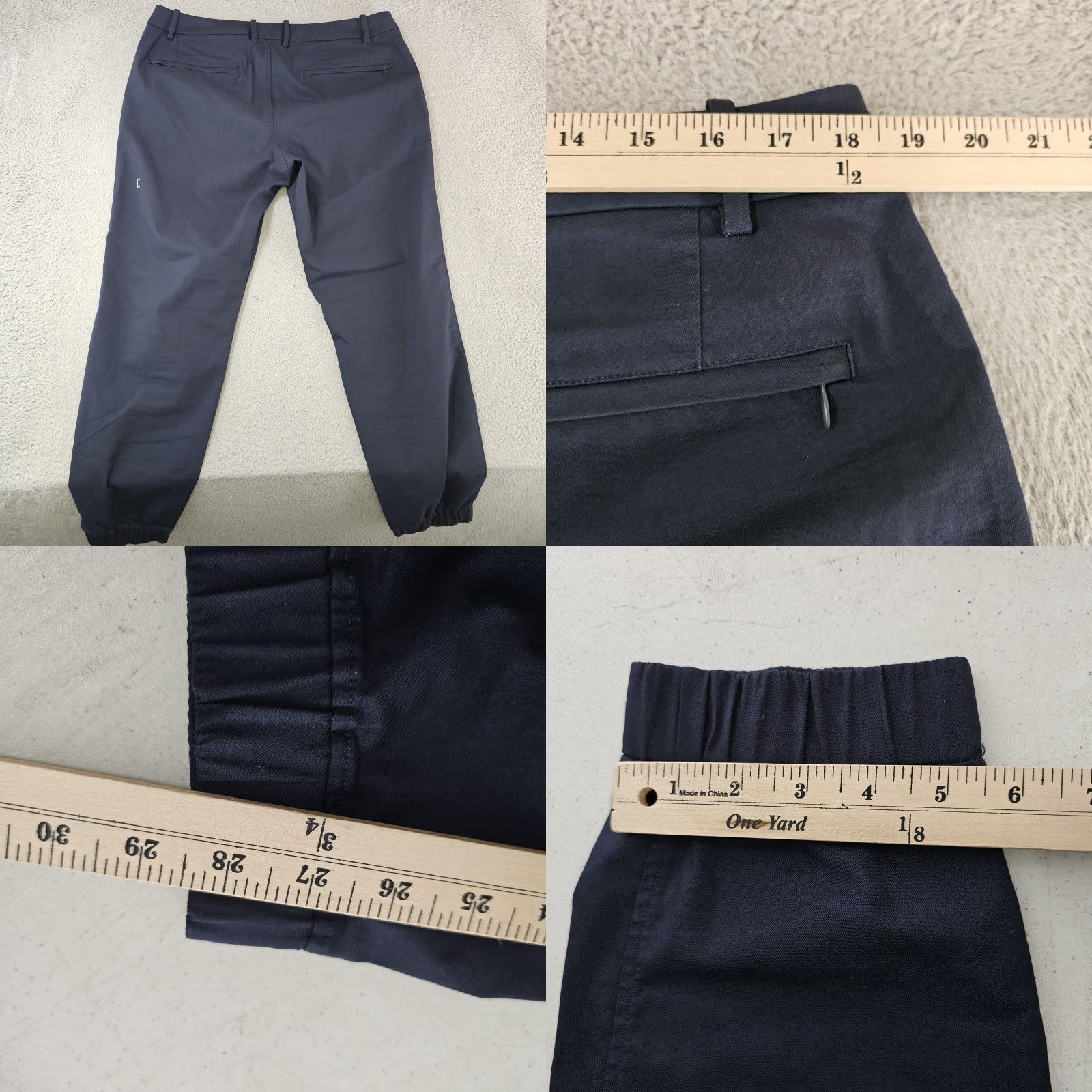 Vintage Kit and Ace Pants Jogger Chino Navy Blue 36 Mens Tapered Zip Pocket Cuffed Pockets Casual Jeans Style Size US 36 / EU 52 - 8 Thumbnail