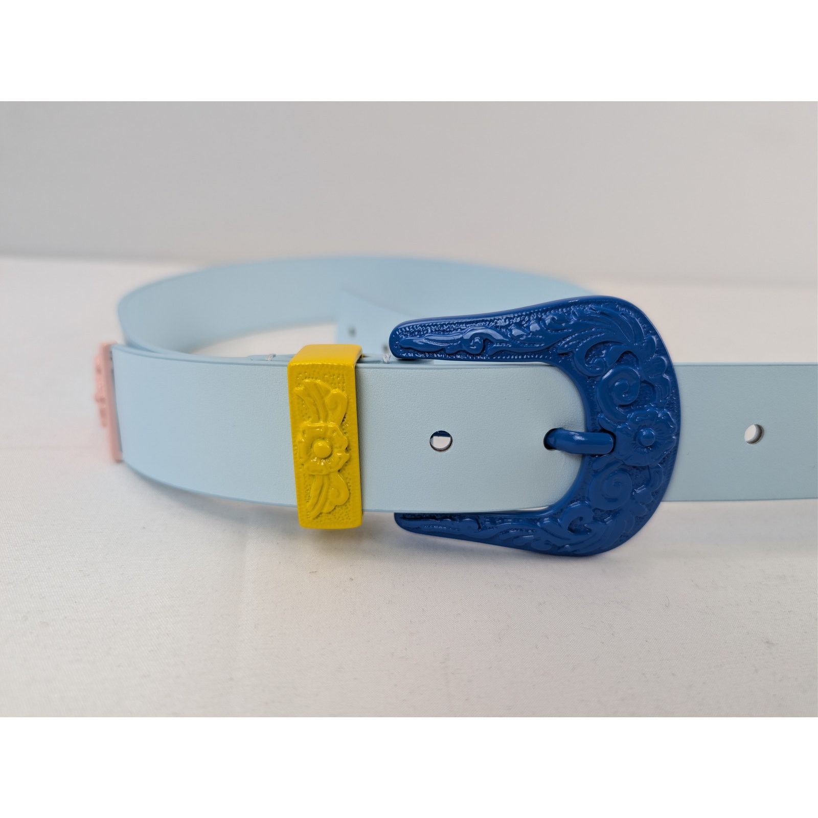 Casablanca o1rshd1 Size: 90 / Leather Comboy Buckle Belt in Light Blue Size 36 - 2 Thumbnail