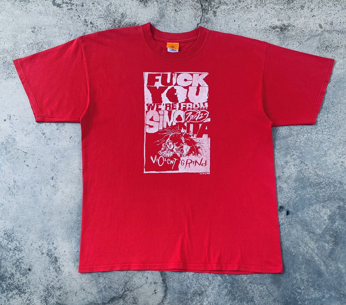 Japanese Brand Vintage Violent Grind Pushead Fuck You Skate Tees Size US XL / EU 56 / 4 - 1 Thumbnail