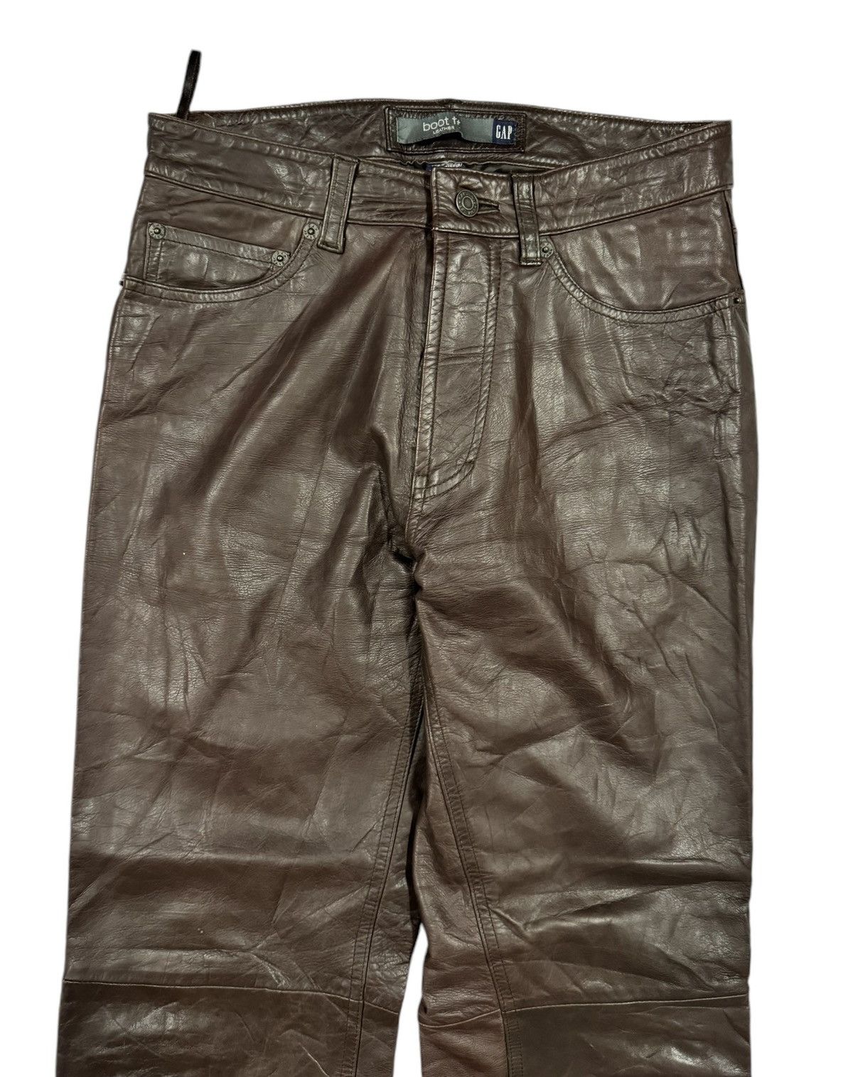 Gap × Vintage Vtg🔥Y2k 2000 Gap Bikers Boot Fit Leather Pants Size US 28 / EU 44 - 3 Thumbnail