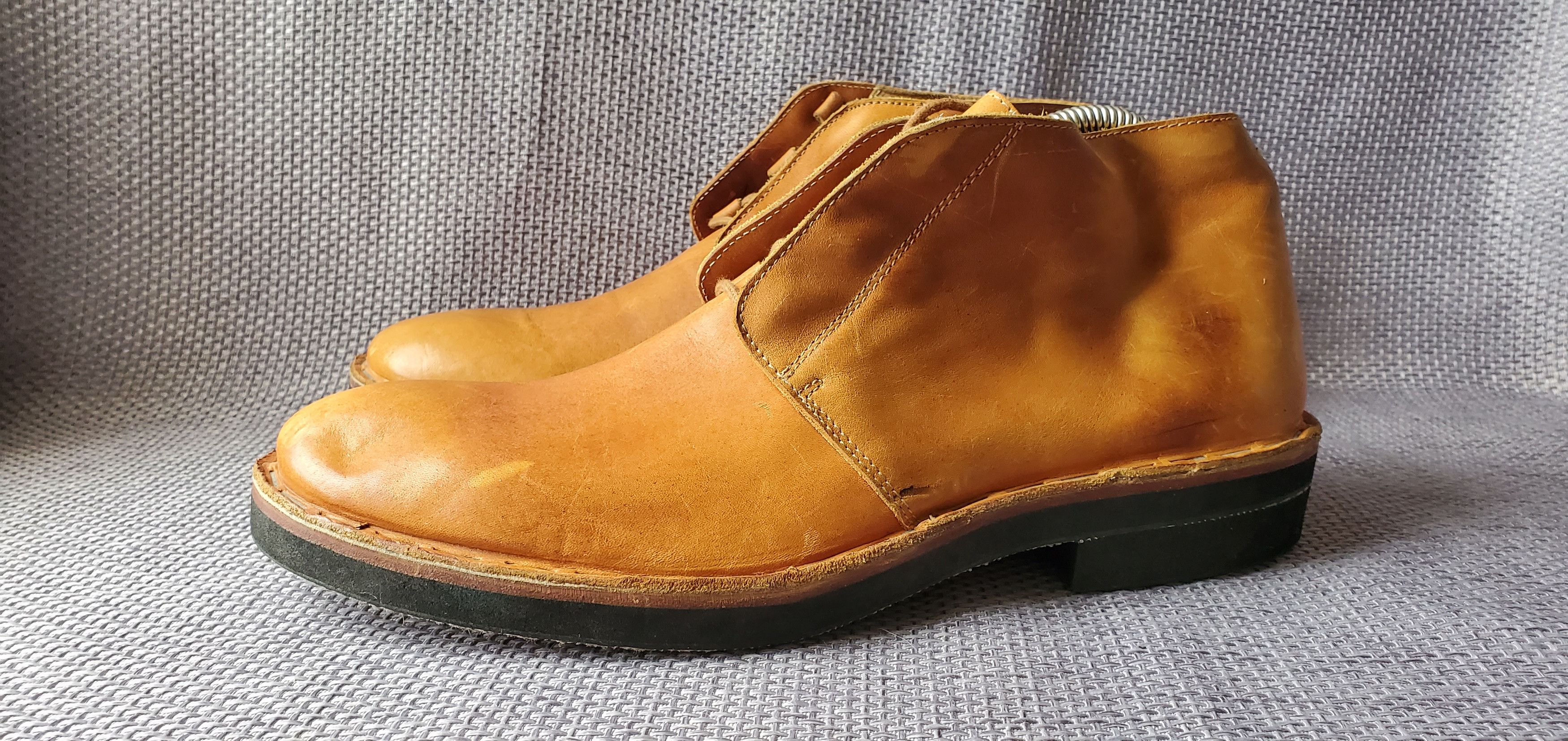 image of Maison Margiela Staple Stitched Brown Leather Boots, Men's (Size 8.5)