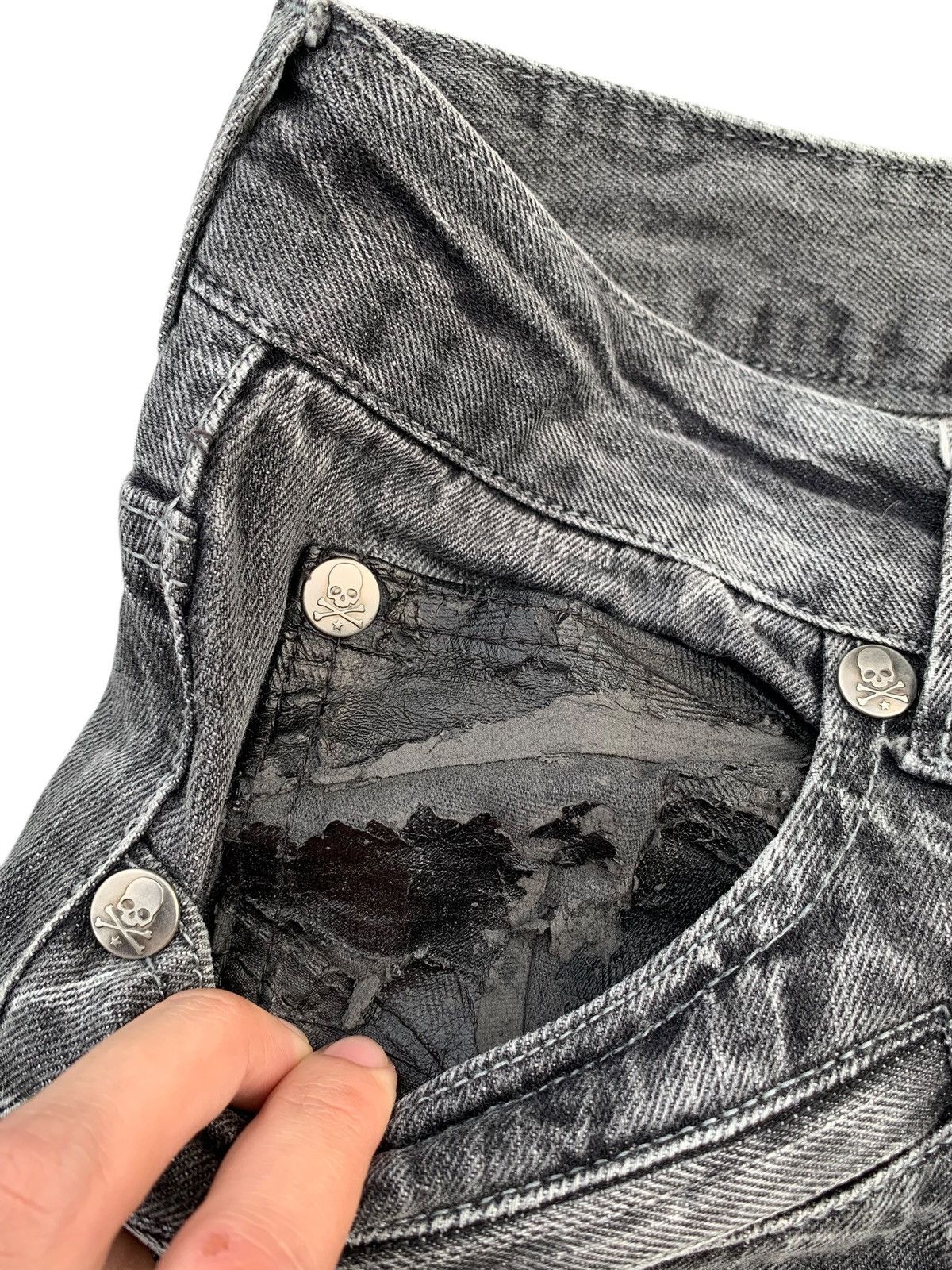 Kapital STUDED SKULL BONES WILD LIFE PUNK CLAWNMARK DISTRESSED DENIM Size US 29 - 15 Thumbnail