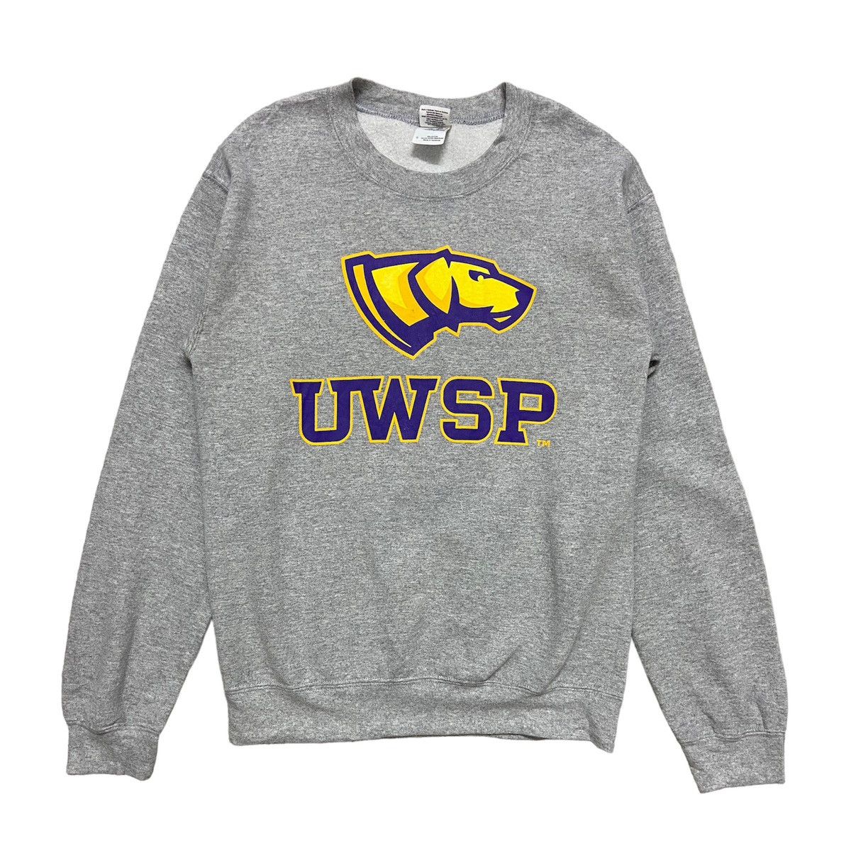 image of American College x Collegiate University Of Wisconsin Stevens Point Crewneck Sweatshirt in Grey (Si