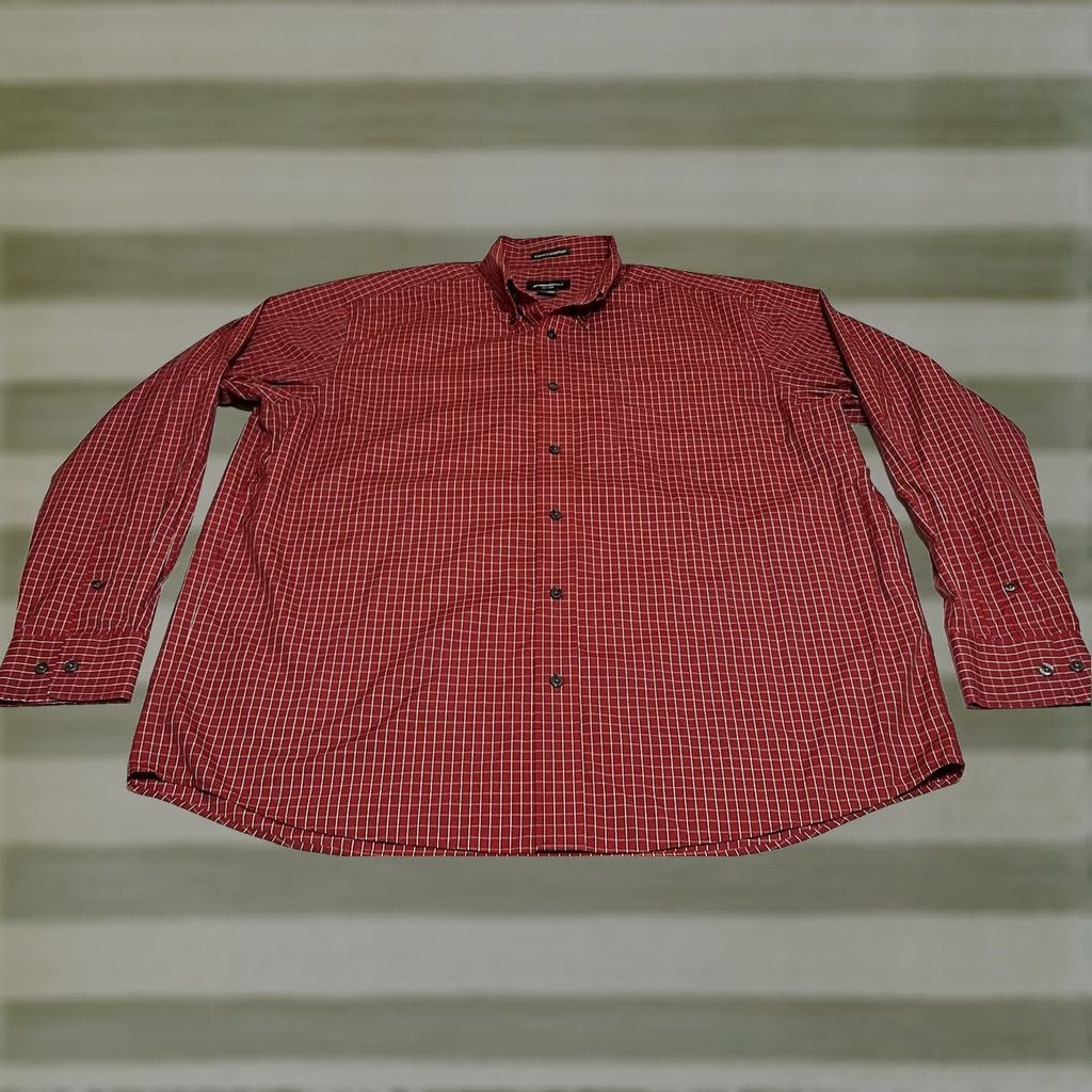 Eddie Bauer Eddie Bauer Button-Down Shirt XL Red Check Mens Wrinkle Resistant Non-Iron Easy Care Pocketed Classic Cotton Twill Shirt Size US XL / EU 56 / 4 - 1 Thumbnail