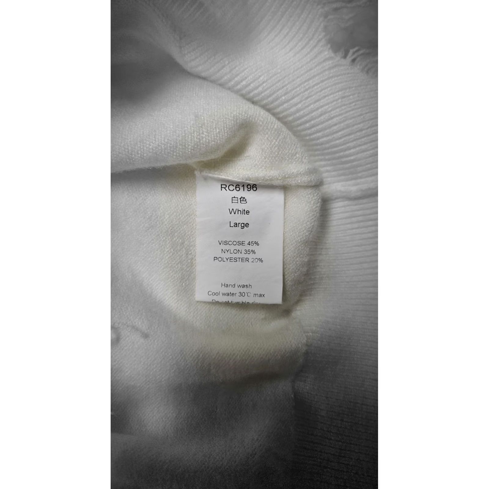 Vintage Women’s Heart Sweater Cream Knit Pullover Pink Heart Graphic Frayed L White Size L / US 10 / IT 46 - 5 Thumbnail