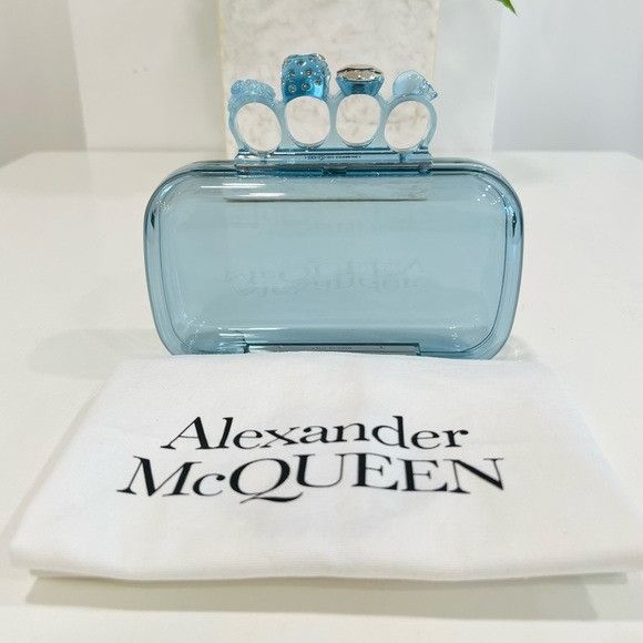 Alexander McQueen Skull Four Ring knuckle acrylic clutch bag