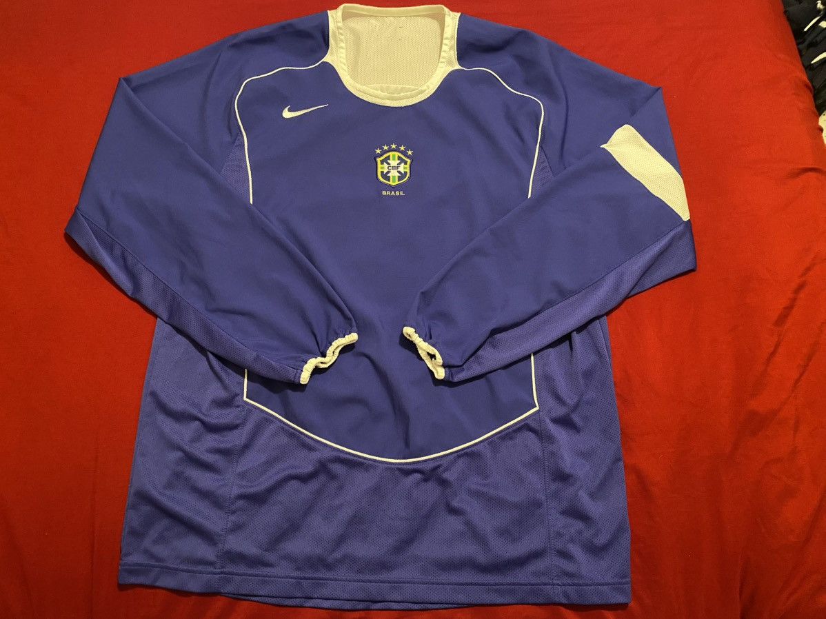 Nike Brazil Away Long-Sleeve Soccer Jersey (Nike / Ronaldo Era) Size US XL / EU 56 / 4 - 3 Thumbnail