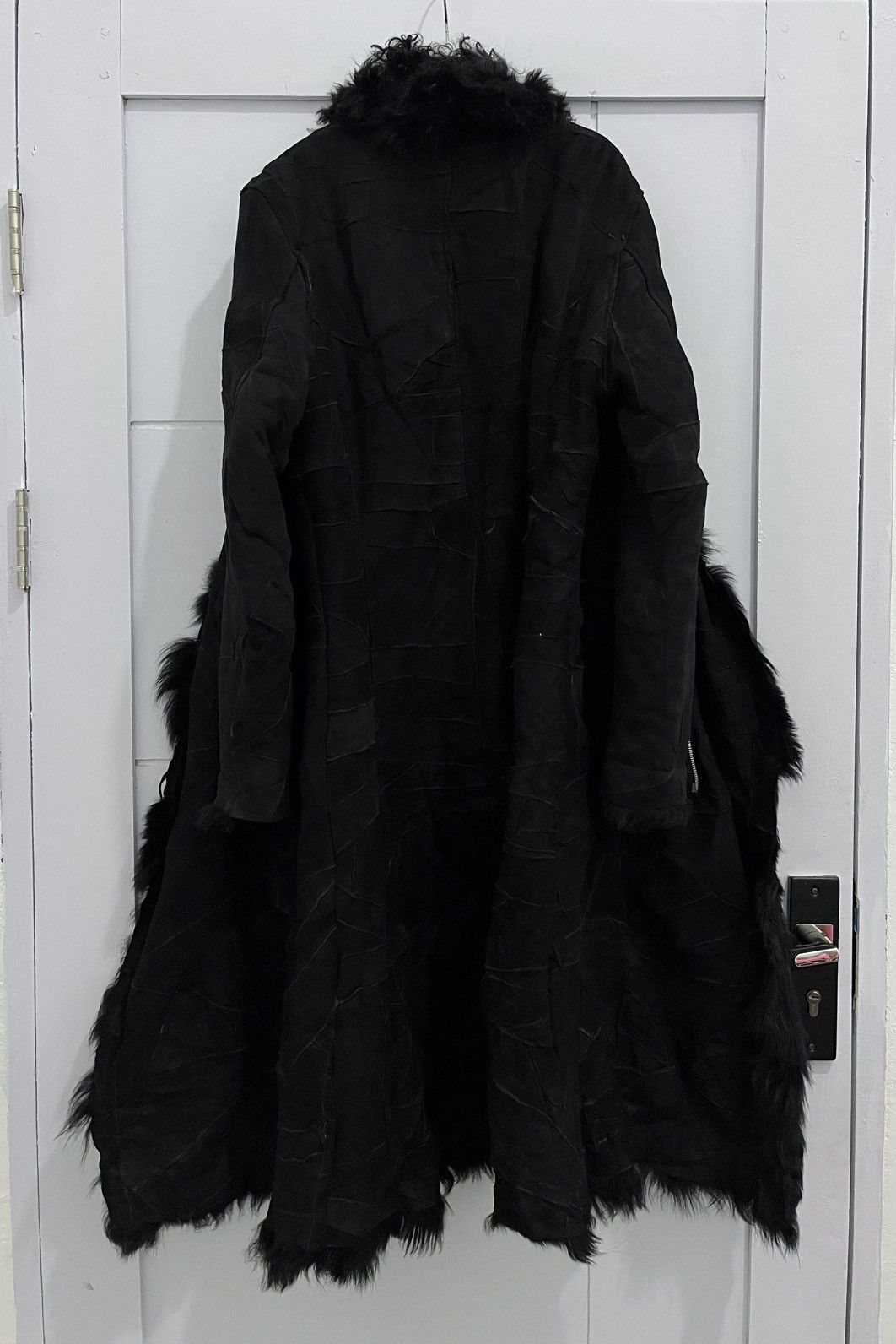 Archive Tornado Mart Fur Suede Long Coat Asymmetrical