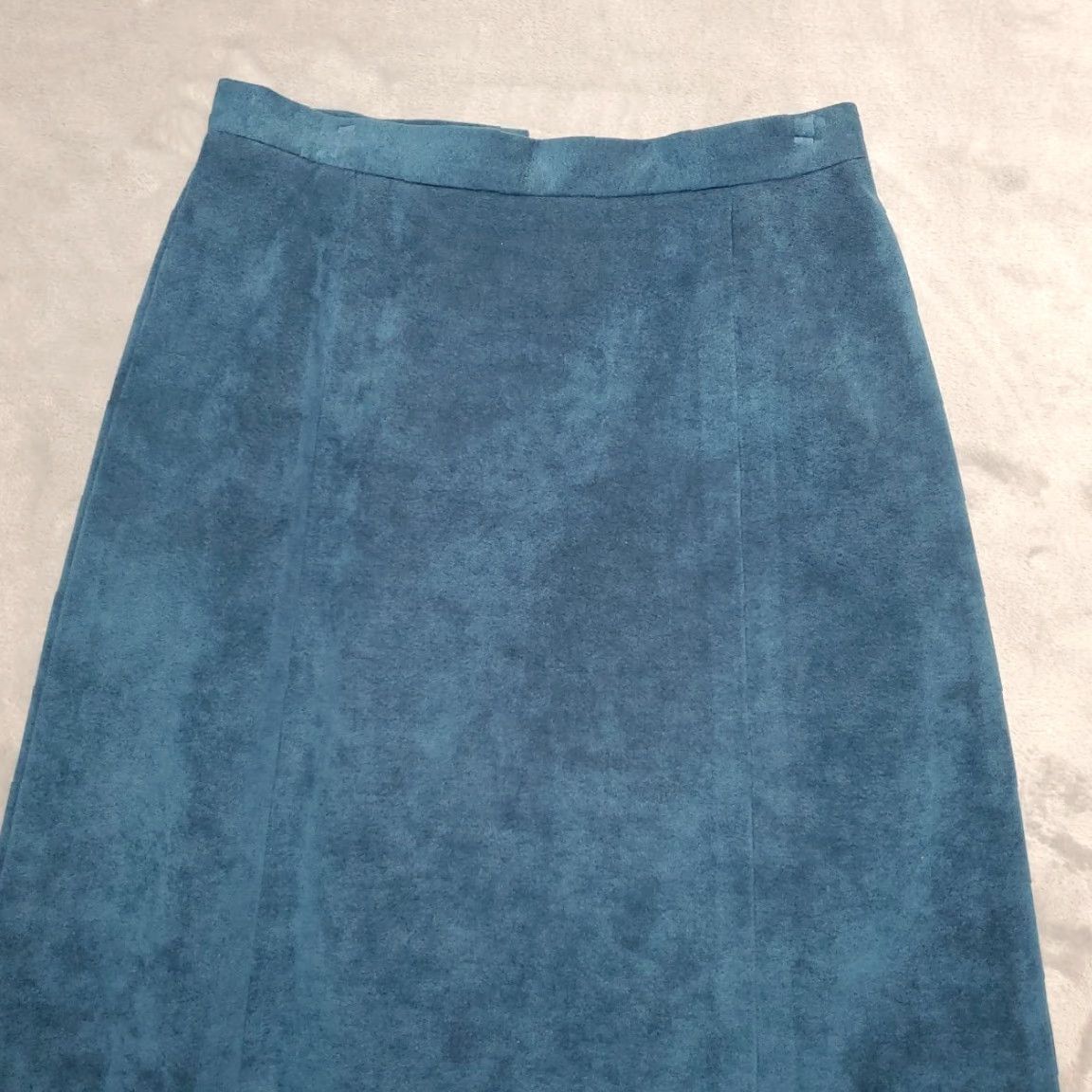 Altea VTG St Croix Knits Skirt Womens 8 Teal Faux Suede Retro Midi Minimalist Mod Zip Skirt Womens 8 Teal Zip Vintage Retro Mod Size 30" / US 8 / IT 44 - 3 Thumbnail