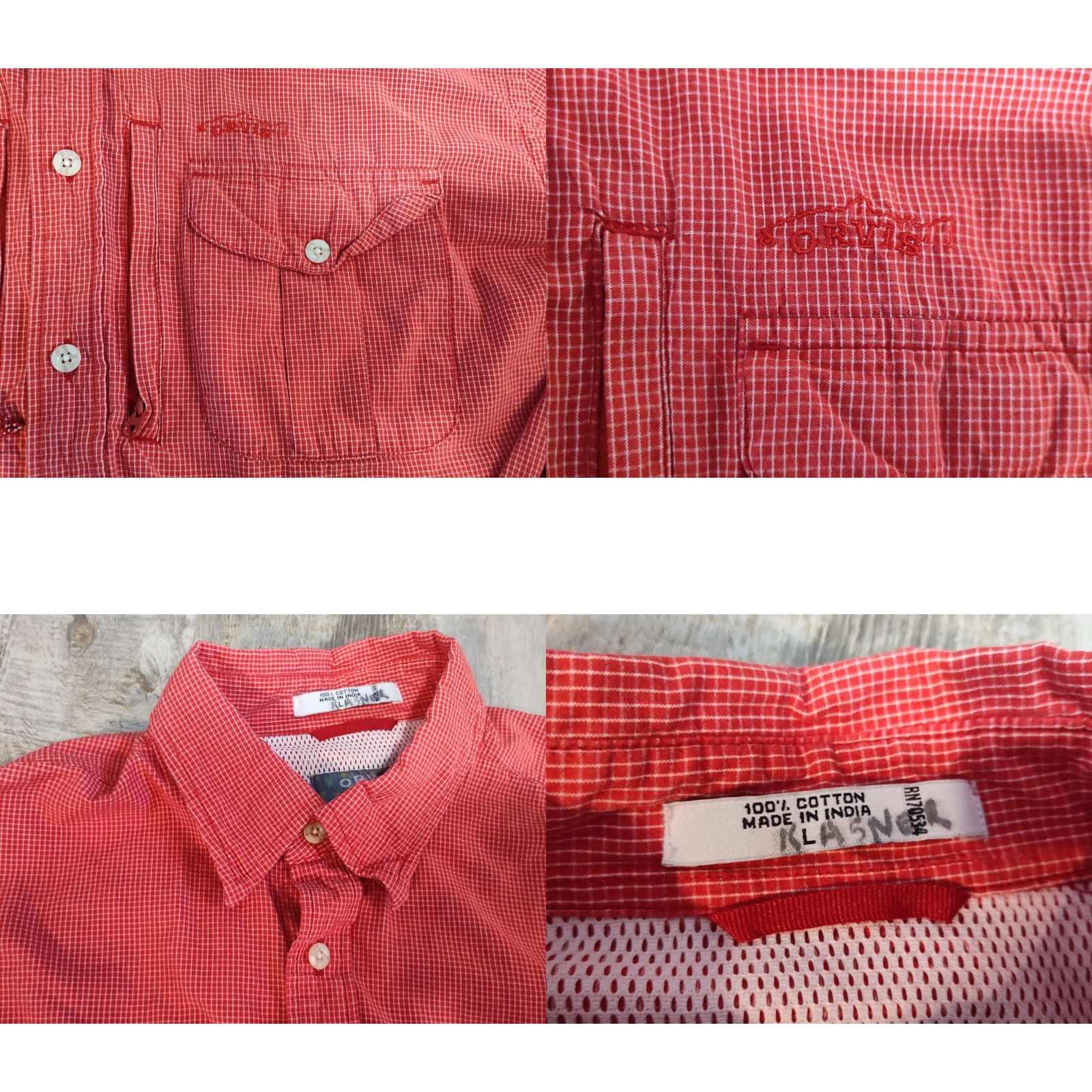 Orvis VINTAGE Orvis Fishing Shirt Mens Large Red Check Long Sleeve Button-Up Casual Outdoors Ventilated Size US L / EU 52-54 / 3 - 8 Thumbnail