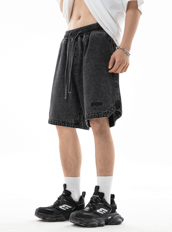 Jean Japanese retro men's embroidered loose denim shorts Size US 32 / EU 48 - 2 Thumbnail
