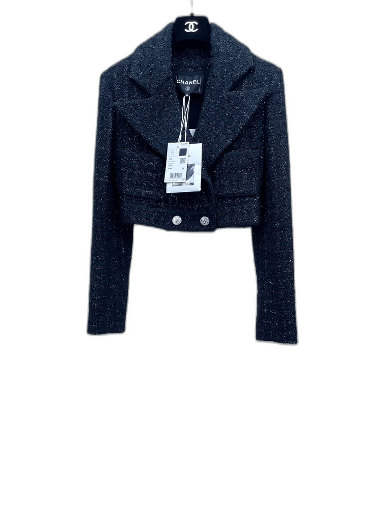 Chanel Chanel Black Cropped Tweed Jacket Size S / US 4 / IT 40 - 1 Thumbnail