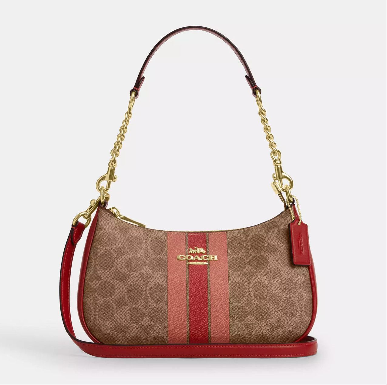 Coach Teri Shoulder Bag In Signature Canvas With Stripe CAL81 Size ONE SIZE - 8 Thumbnail