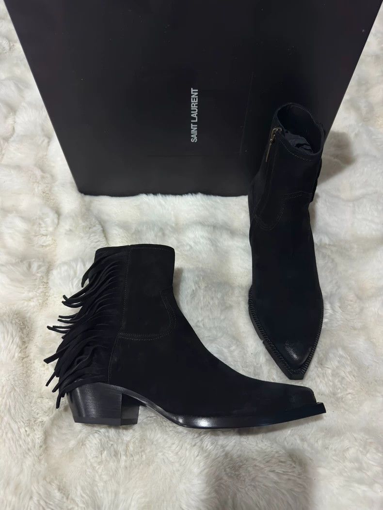 Saint Laurent Paris Fringed suede boots