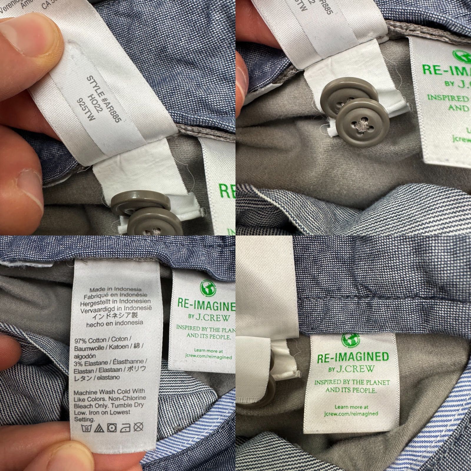 J.Crew J.Crew 484 Slim Fit Chino Pants Mens 35x32 Gray Flat Front Straight Leg Cotton Size US 35 - 8 Thumbnail