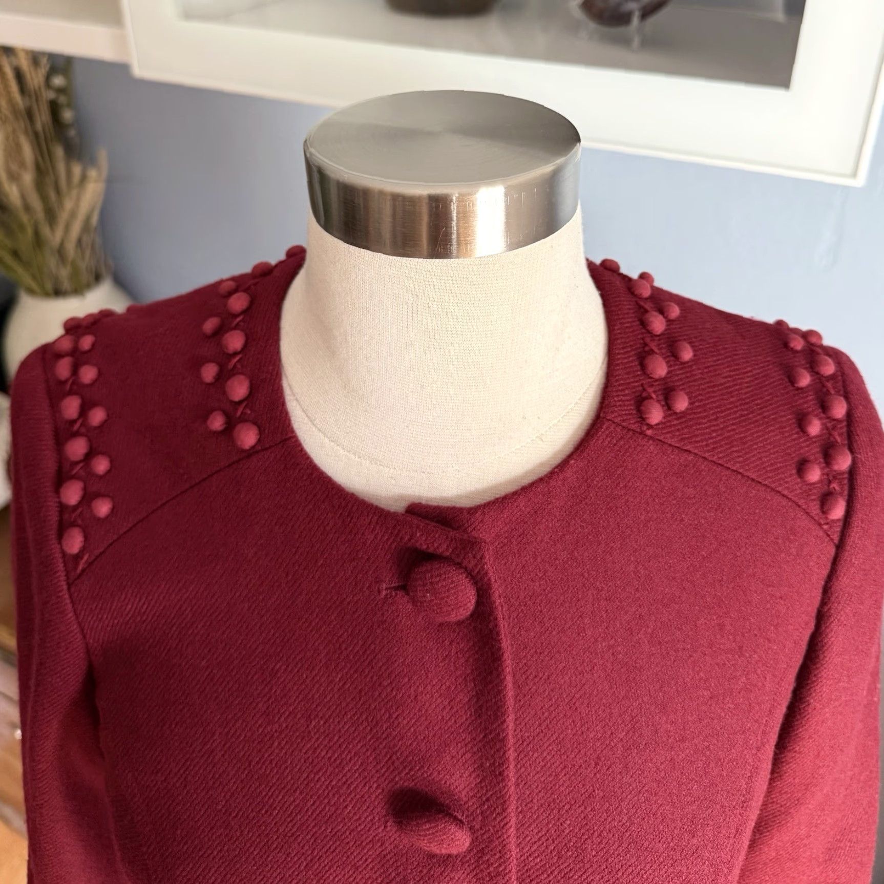 Lela Rose Lela Rose Wool Belted Jacket Blazer Maroon Burgundy Size 4 Size S / US 4 / IT 40 - 3 Thumbnail