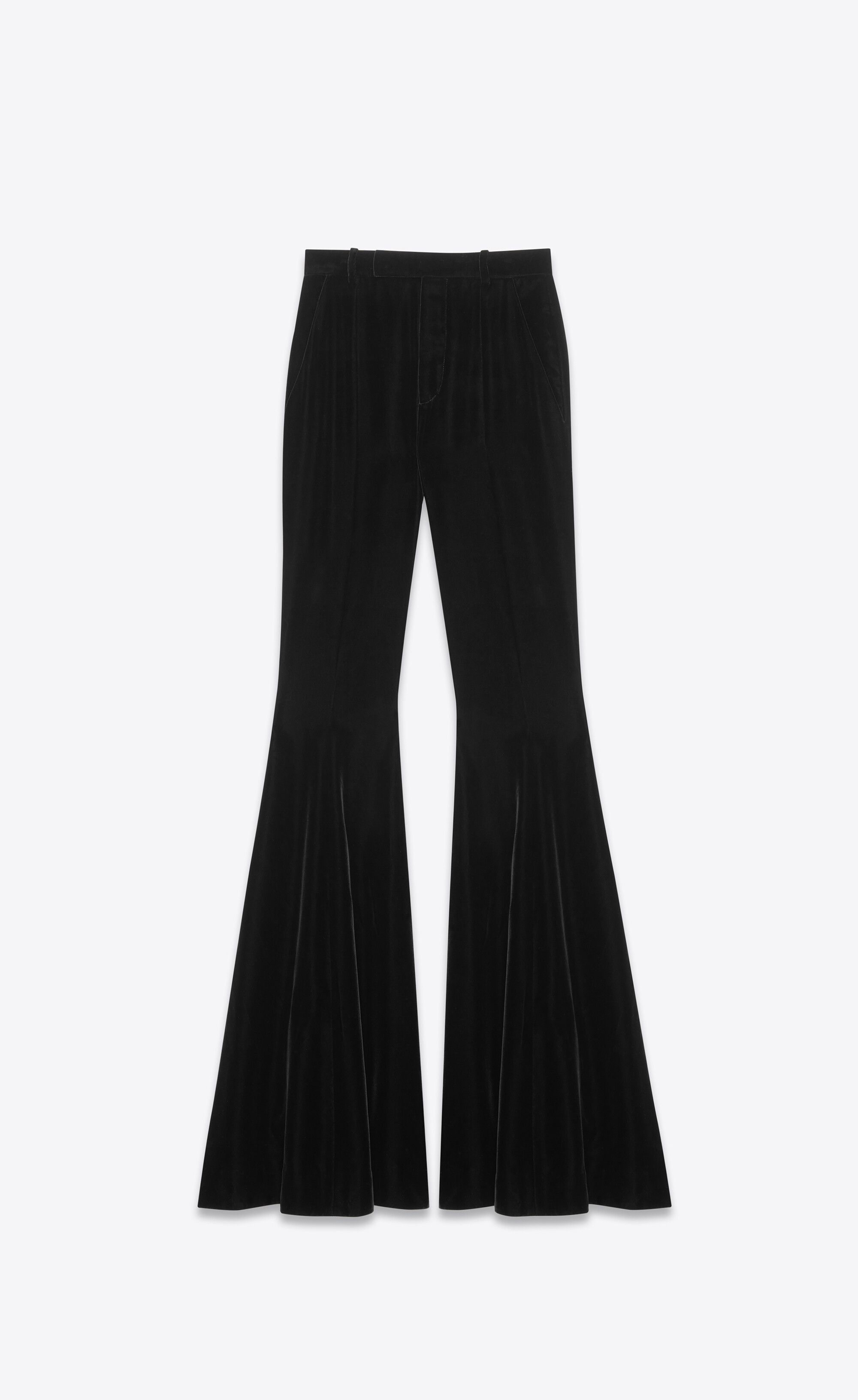 Saint Laurent Paris o1s1wg110225 731723 Flared Pant in Cupro Velvet in Black Size 30" / US 8 / IT 44 - 1 Thumbnail