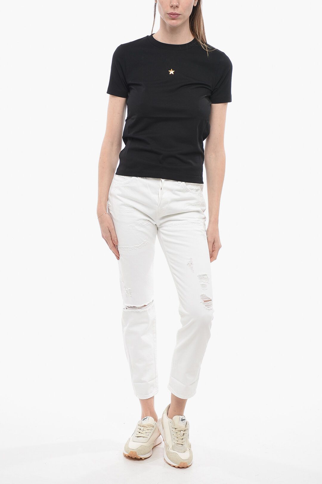 Stella McCartney og1mm0824 Crew Neck T-Shirt in Black Size XS / US 0-2 / IT 36-38 - 4 Thumbnail