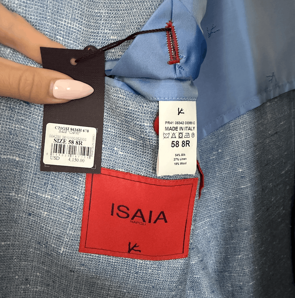 Isaia 58 8R (italian) | Capri Isaia Wool+Silk+Linen Blazer Size 48L - 3 Thumbnail