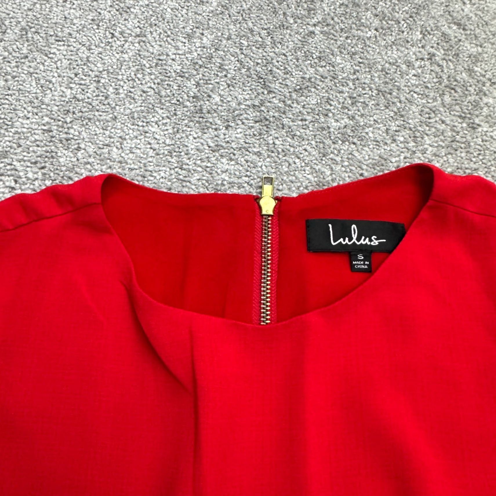 Lulus Lulus Dress Womens S Red Midi Shift Crew Neck Short Sleeve Workwear Classic Officewear Size 28" / US 6 / IT 42 - 3 Thumbnail