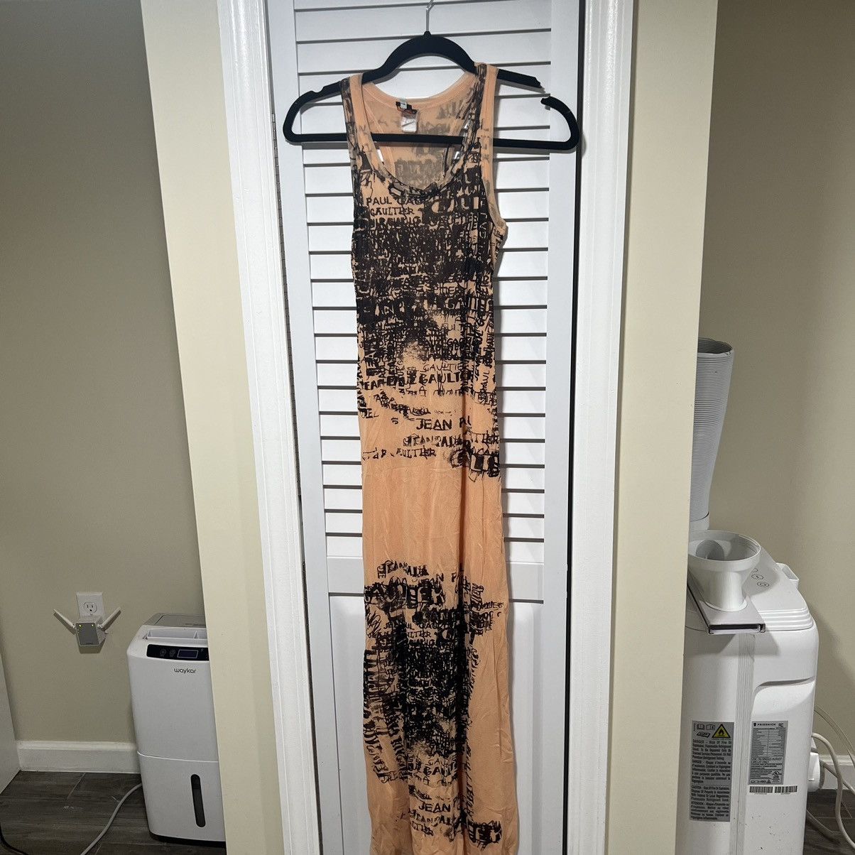 jean paul gaultier mesh all over print dress