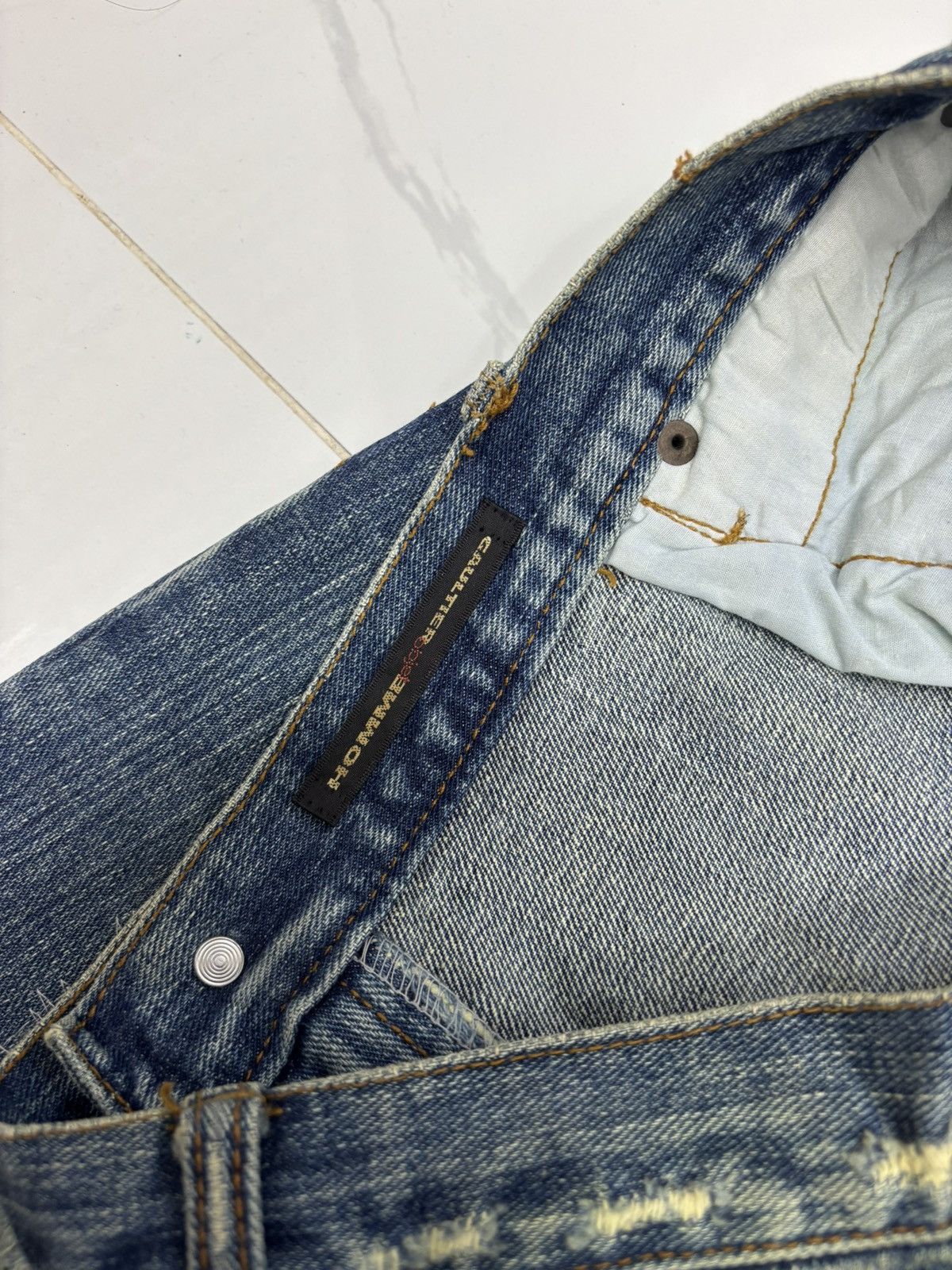 Gaultier Homme Objet × Jean Paul Gaultier GAULTIER HOMME OBJET BORO PATCHWORK CUSTOM MADE RIPPED JEANS Size US 34 / EU 50 - 10 Thumbnail