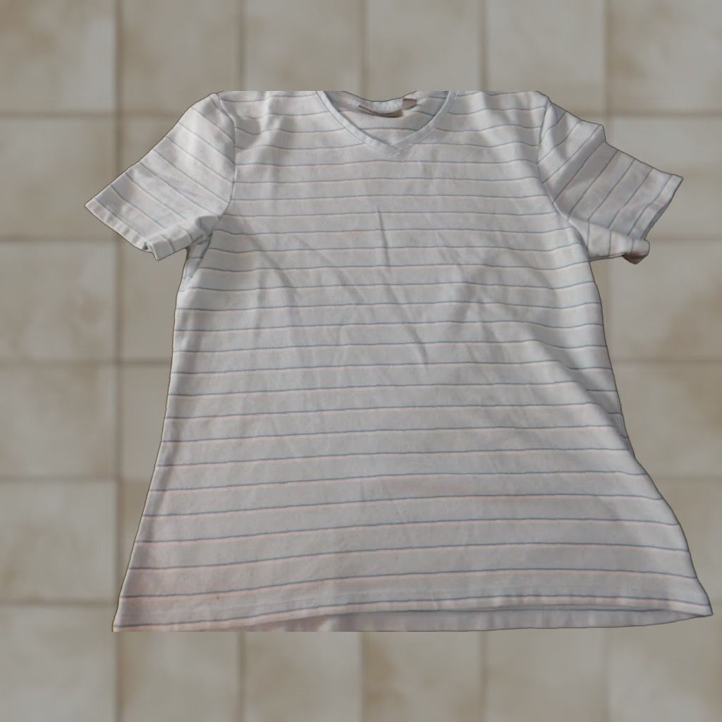Croft & Barrow Croft & Barrow Womens Shirt M Blue Pullover Striped V-Neck Casual Blouse Cotton Rayon Button Short Sleeve Regular Fit Vintage: No Size M / US 6-8 / IT 42-44 - 1 Thumbnail