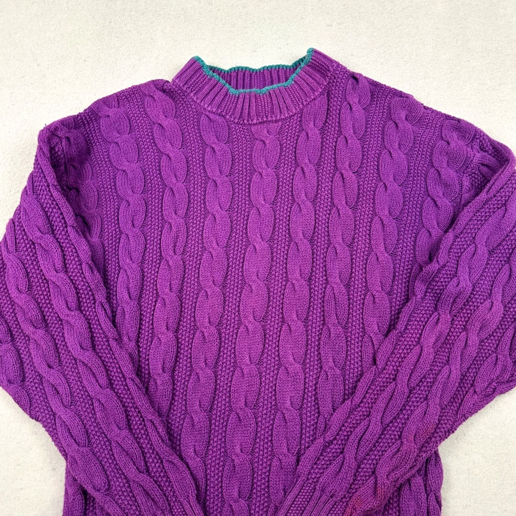 Alexander Julian VINTAGE Alexander Julian Sweater Men XL Purple Pullover Cable-Knit USA Size US XL / EU 56 / 4 - 2 Thumbnail