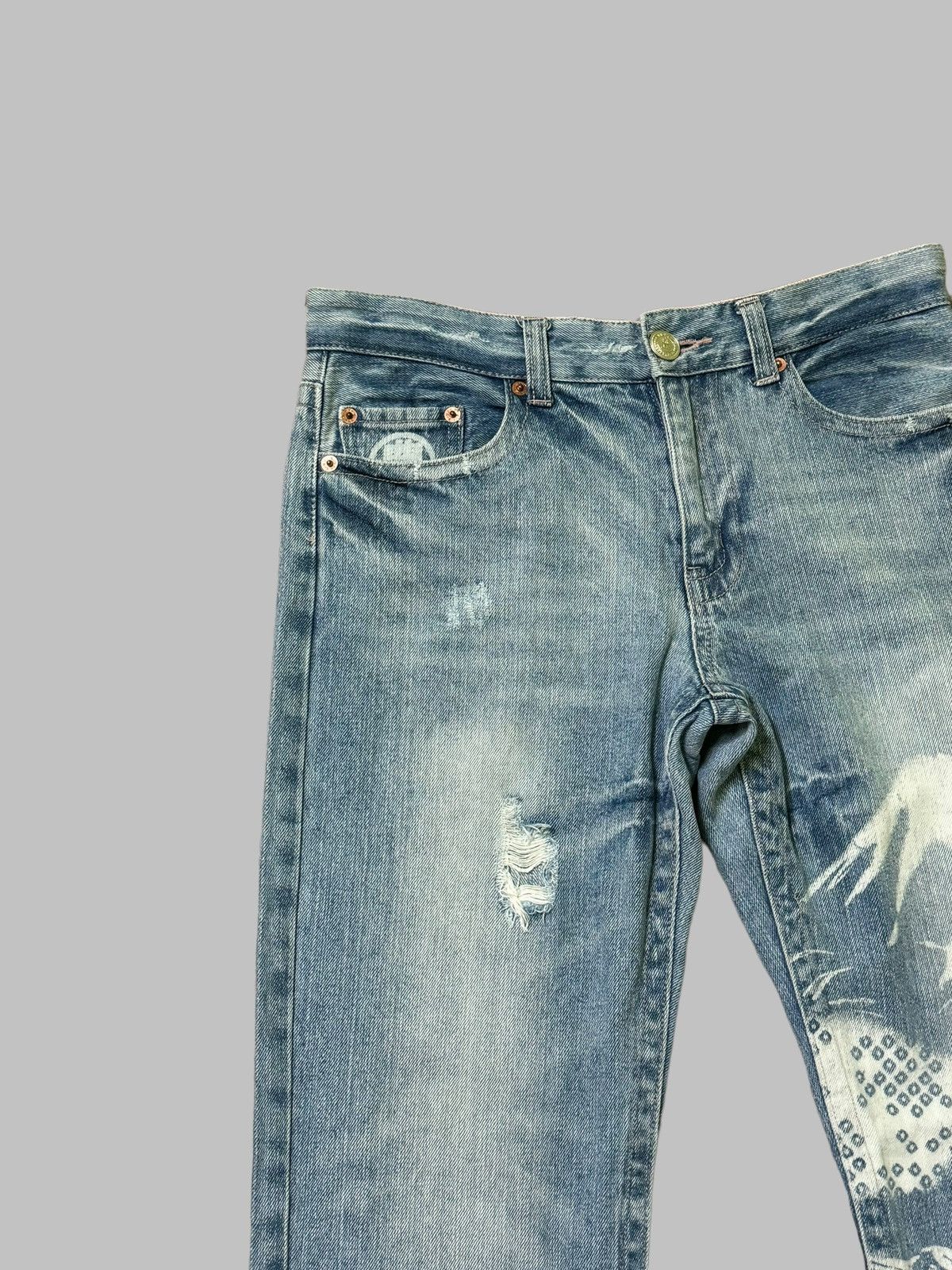 If Six Was Nine Vintage KARAKURI TAMASHI Acid Wash Design Denim Size US 29 - 4 Thumbnail