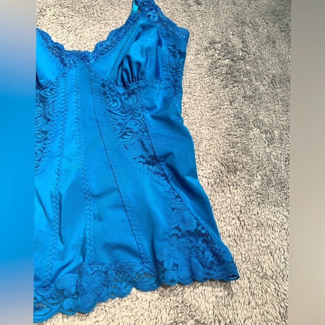 Vintage Frederick's of Hollywood Camisole Blue Lace Trim S Womens Small Size ONE SIZE - 3 Thumbnail