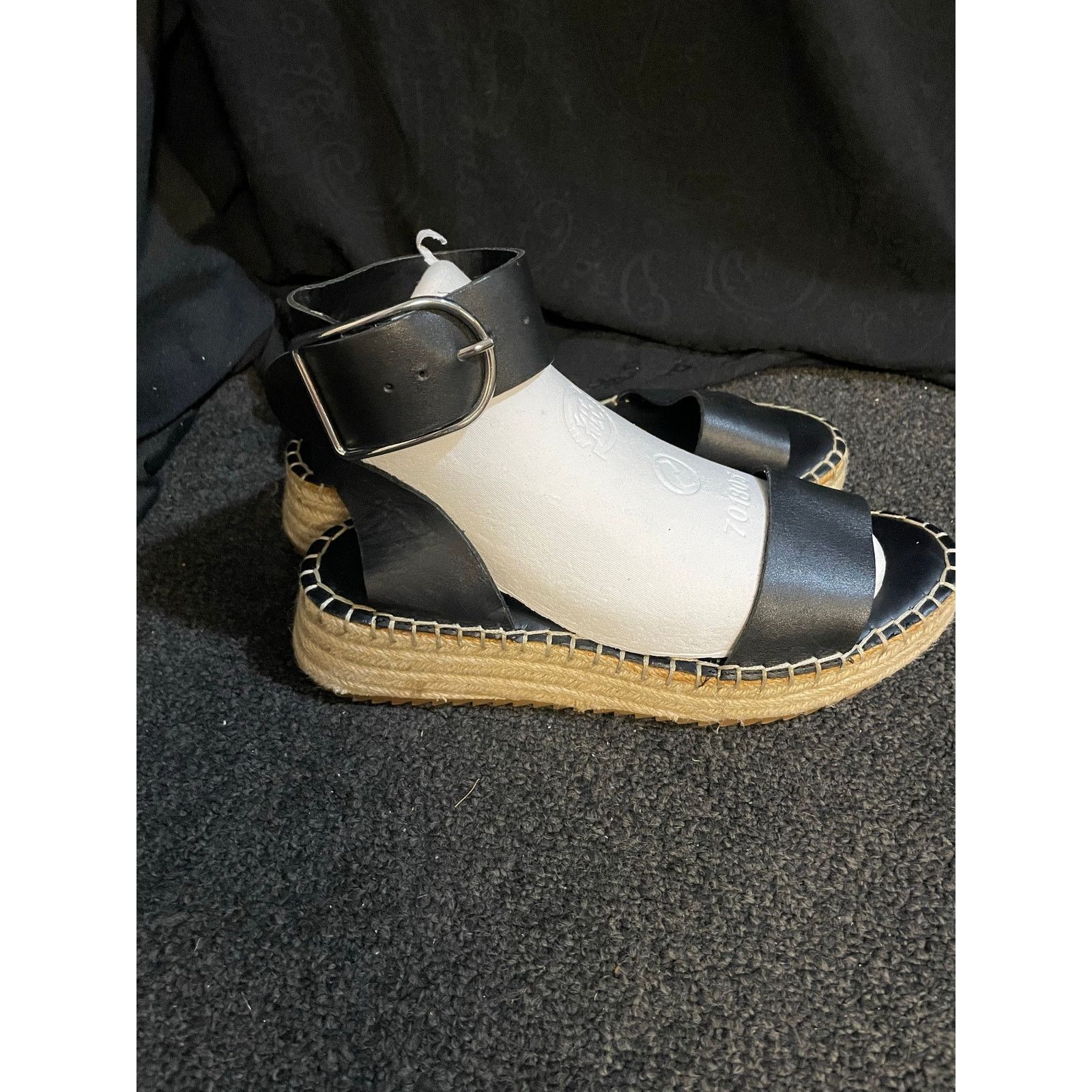 Franco Sarto Franco Sarto Black Marona Espadrille Wedge Sandal Womens 7.5 Size US 7.5 / IT 37.5 - 2 Thumbnail