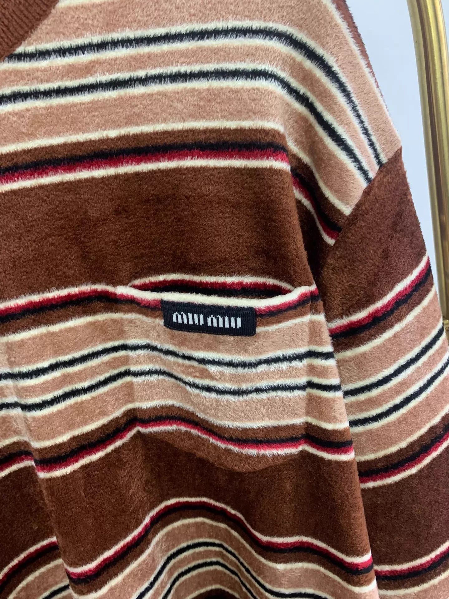 Miu Miu MIU MIU new camel stripe chenille top with tags size 38 Size XS / US 0-2 / IT 36-38 - 2 Thumbnail