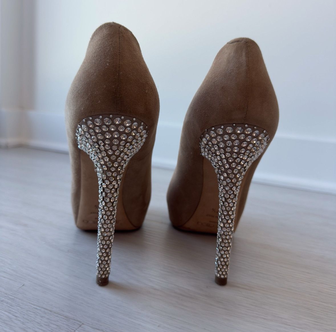 Jimmy Choo Jimmy Choo Suede Pumps with Rhinestone Heel Shoes Size US 7.5 / IT 37.5 - 3 Thumbnail