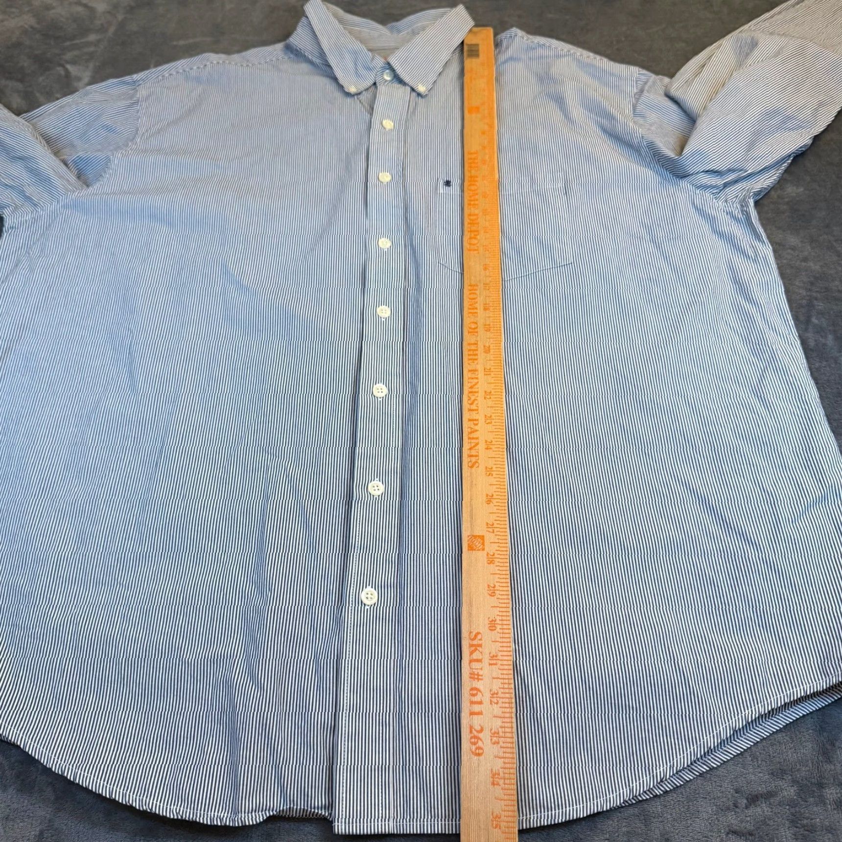 Izod VINTAGE IZOD Button-Down Shirt Mens 3XLT Blue White Striped Long Sleeve 3XL Tall Size US XXL / EU 58 / 5 - 7 Thumbnail