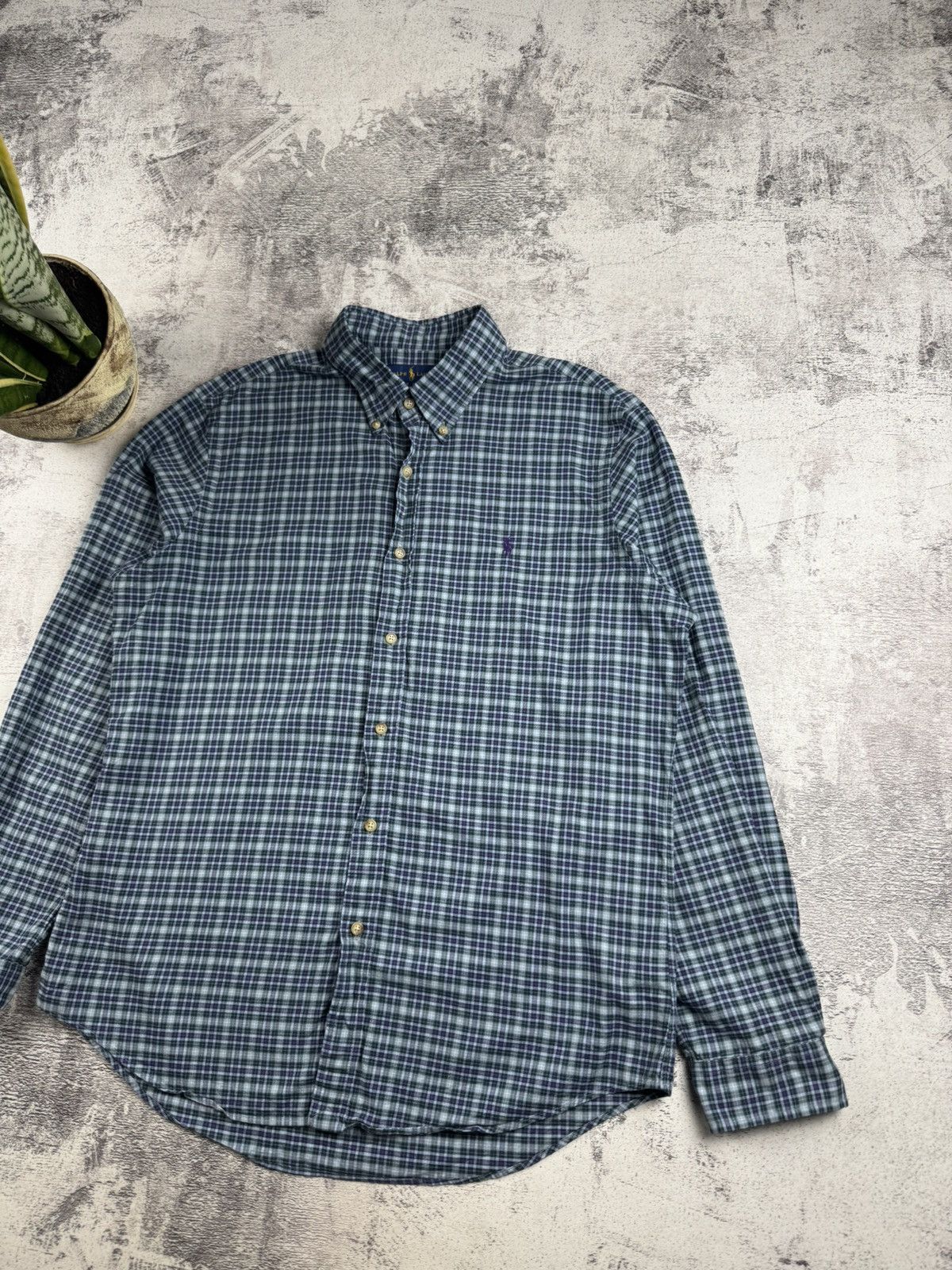 Polo Ralph Lauren Polo Ralph Lauren XL Checked Slim Fit Button Blue Men’s Plaid LongSleeve Shirt Size US XL / EU 56 / 4 - 3 Thumbnail