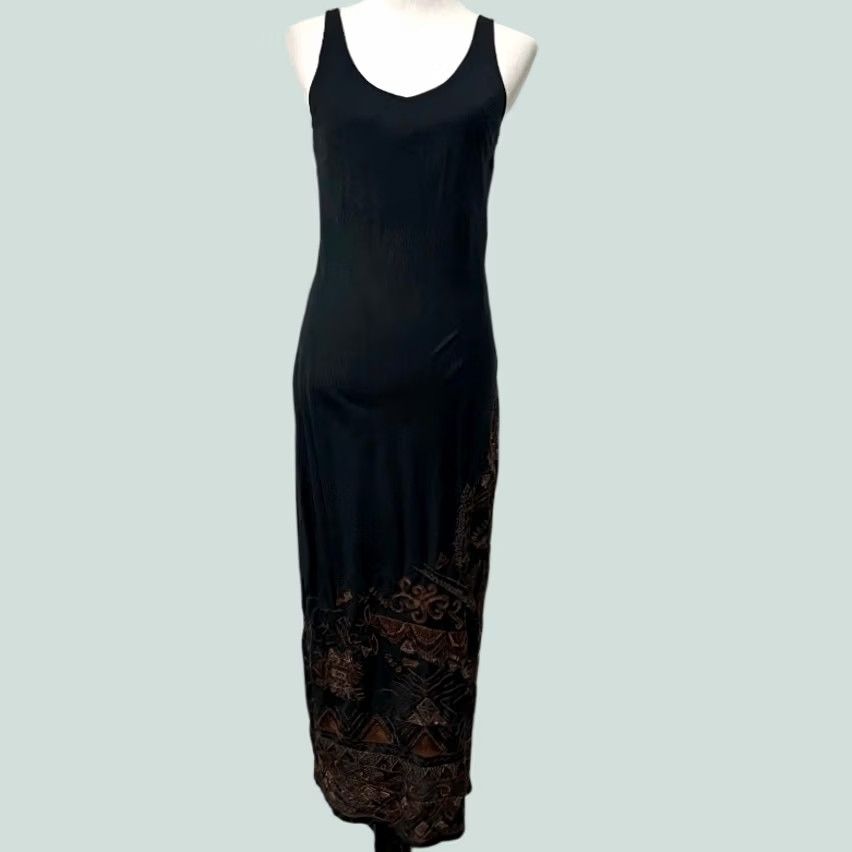 Vintage Chico’s Maxi Dress 100% Cotton Lightweight Embroidered Sleeveless Black Sz S (0) Womens Dress Size S / US 4 / IT 40 - 1 Thumbnail