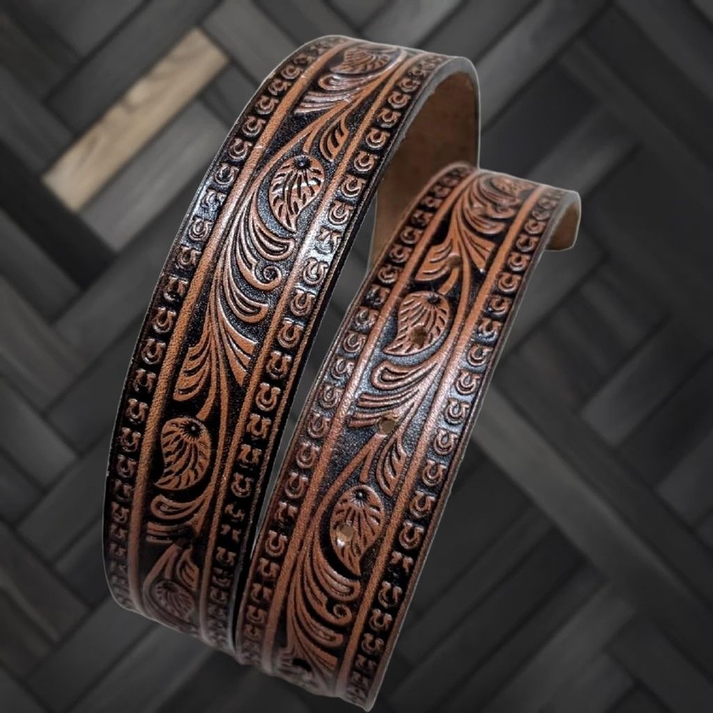 Vintage VINTAGE handcrafted western belt belt brown leather 30 Men Horseshoes buckle western pattern Mens Size 30 - 1 Thumbnail