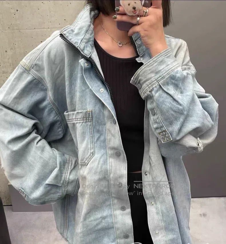 Balenciaga Balenciaga Stand collar zipper wash distressed denim shirt Size US S / EU 44-46 / 1 - 5 Thumbnail