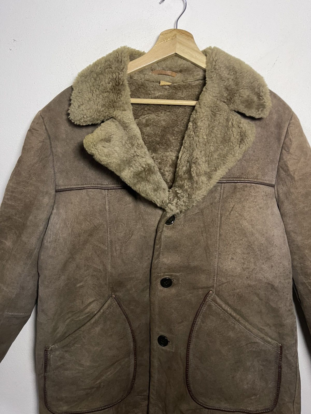 Vintage Vintage Brown Suede Genuine Sheepskin Shearling Rancher Coat Size US L / EU 52-54 / 3 - 2 Thumbnail
