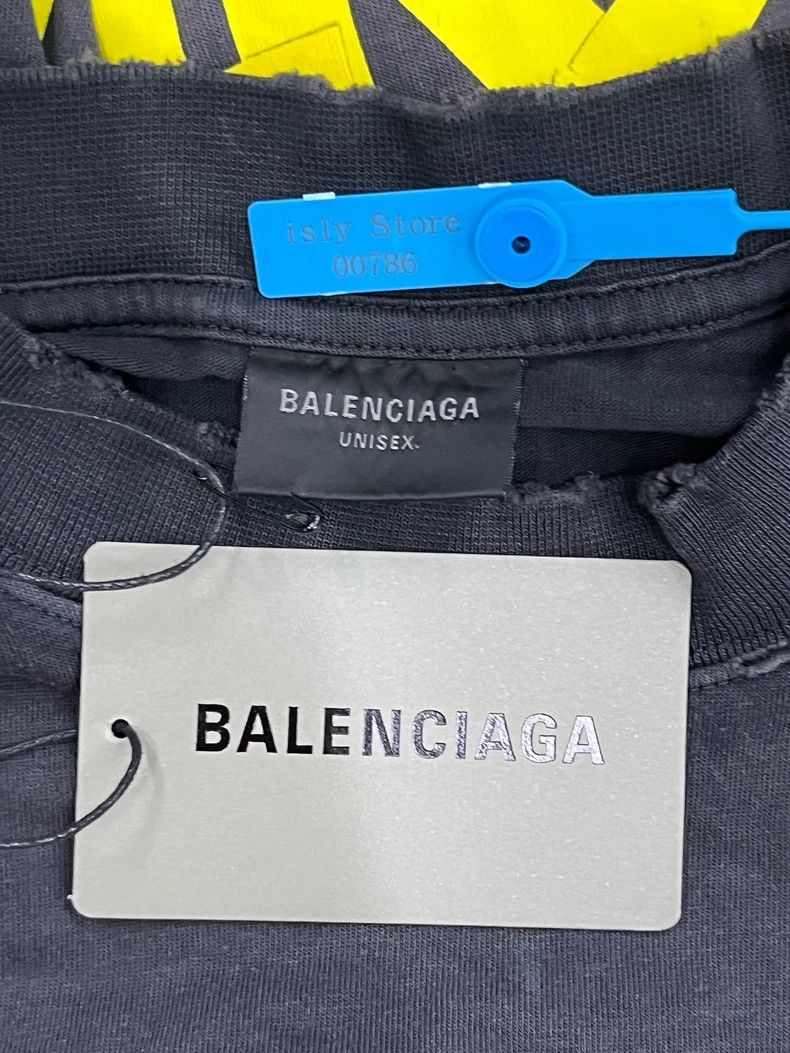 Balenciaga Balenciaga Tape Letter Logo Printed Jersey Crew Neck Loose Size US XS / EU 42 / 0 - 5 Thumbnail