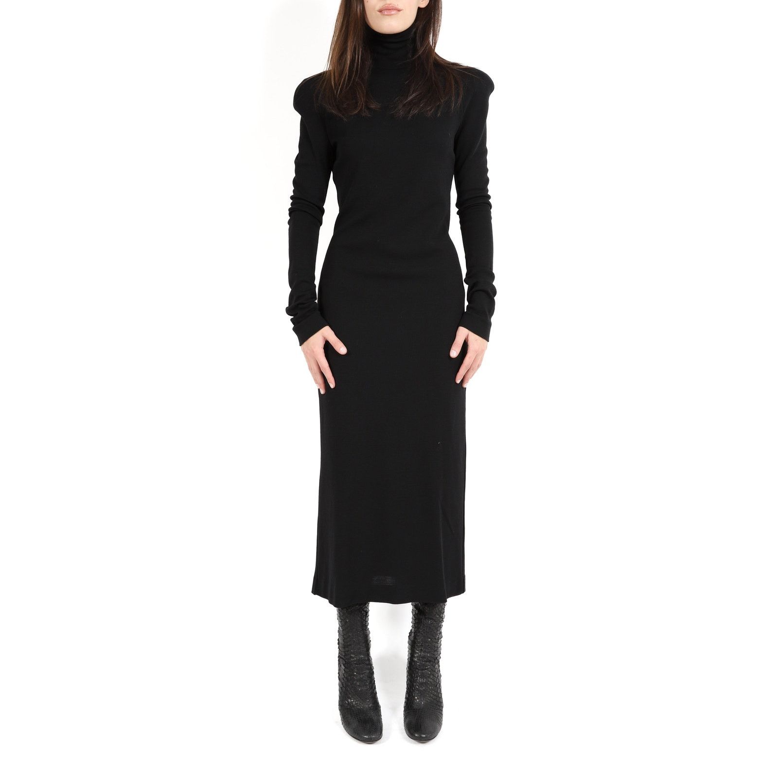 Haider Ackermann FW17 3D Turtleneck Maxi Dress in Black Wool Size XS / US 0-2 / IT 36-38 - 4 Thumbnail