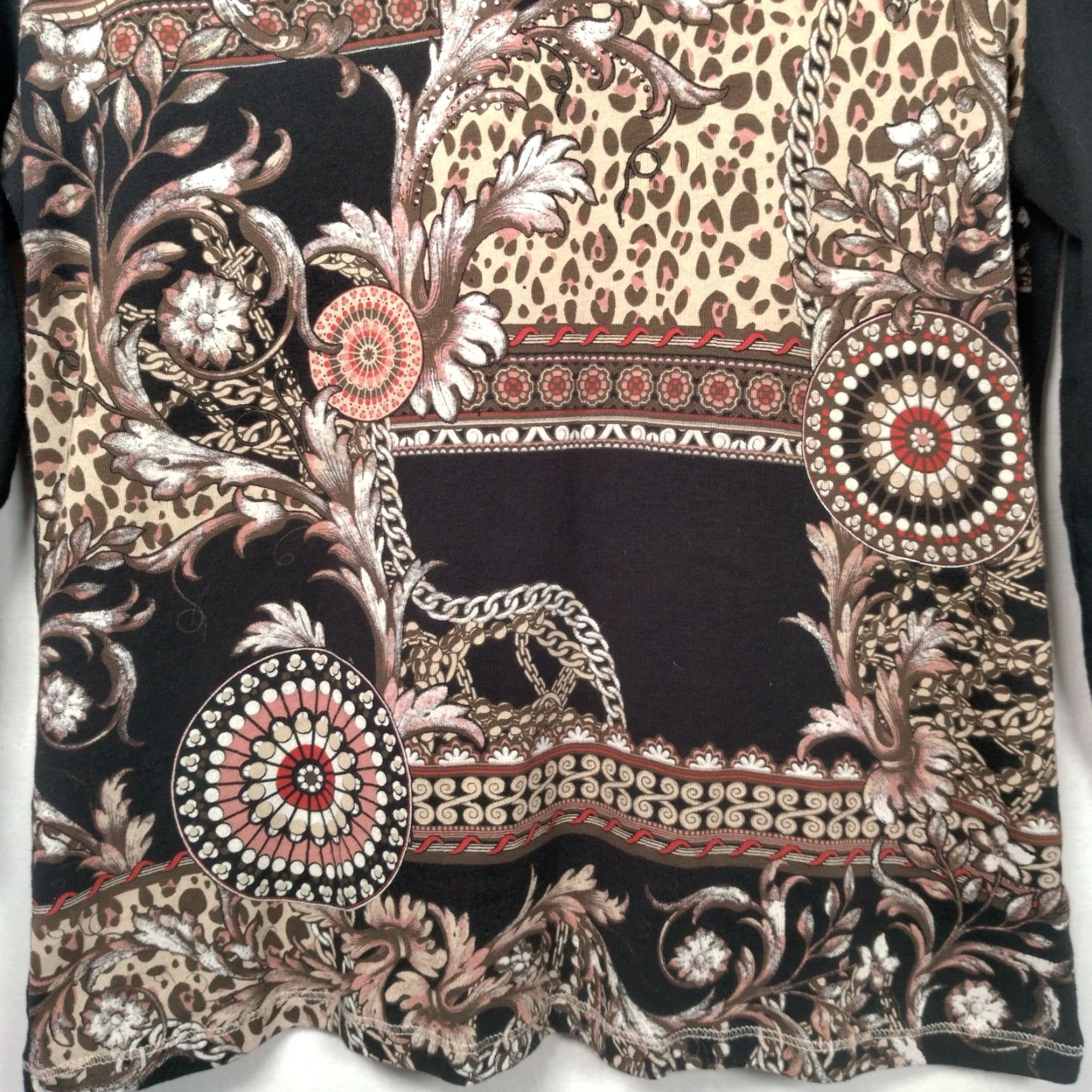 Vintage VINTAGE New Directions Petite Shirt Knit Top Black Cat Mandala Bling Y2K 2000s Knit Cotton PXL Womens Size XL / US 12-14 / IT 48-50 - 6 Thumbnail