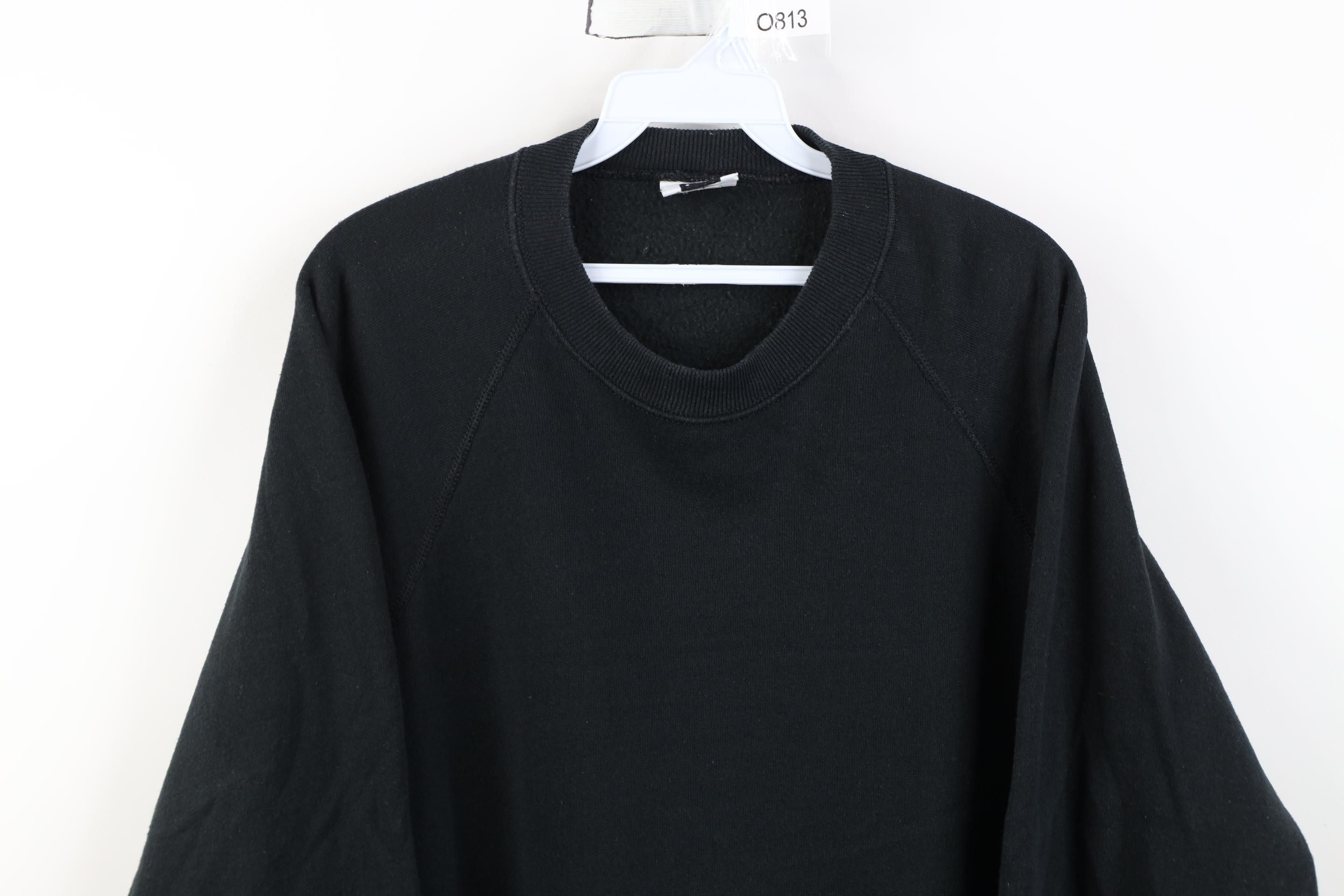 Vintage Vintage 90s Streetwear Blank Crewneck Sweatshirt Black USA Size XL / US 12-14 / IT 48-50 - 2 Thumbnail